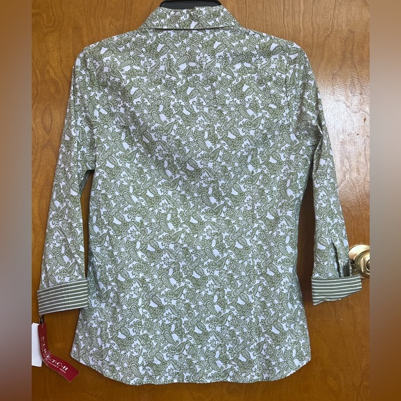 NEW Cathy Daniels 3/4 Sleeve Mallard Green Paisley Printed Shirt. Women’s Small - Picture 6 of 10